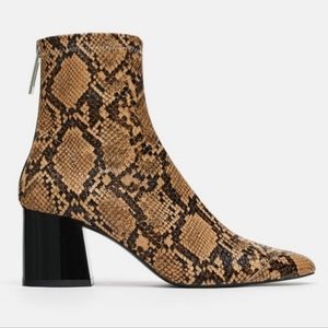 Zara Trafaluc Snake Print Heeled Ankle Boots